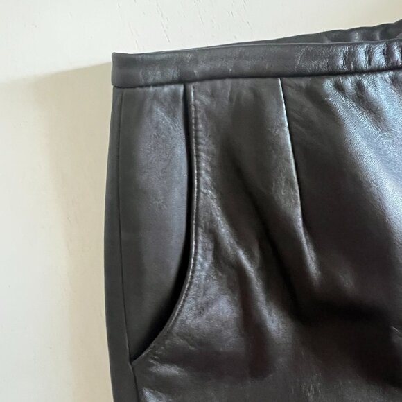 Vintage Lord & Taylor Brown 100% Leather Pants Classic Straight Leg Size 6P - Picture 6 of 12